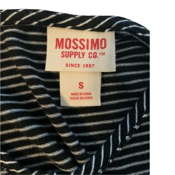 Mossimo Black White Striped T-Front Top S (A-121) - Picture 2 of 8
